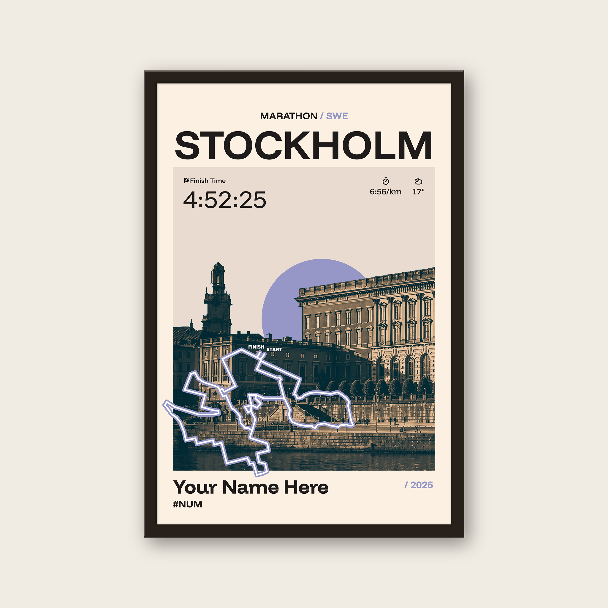 Stockholm Marathon Personalised Race Print