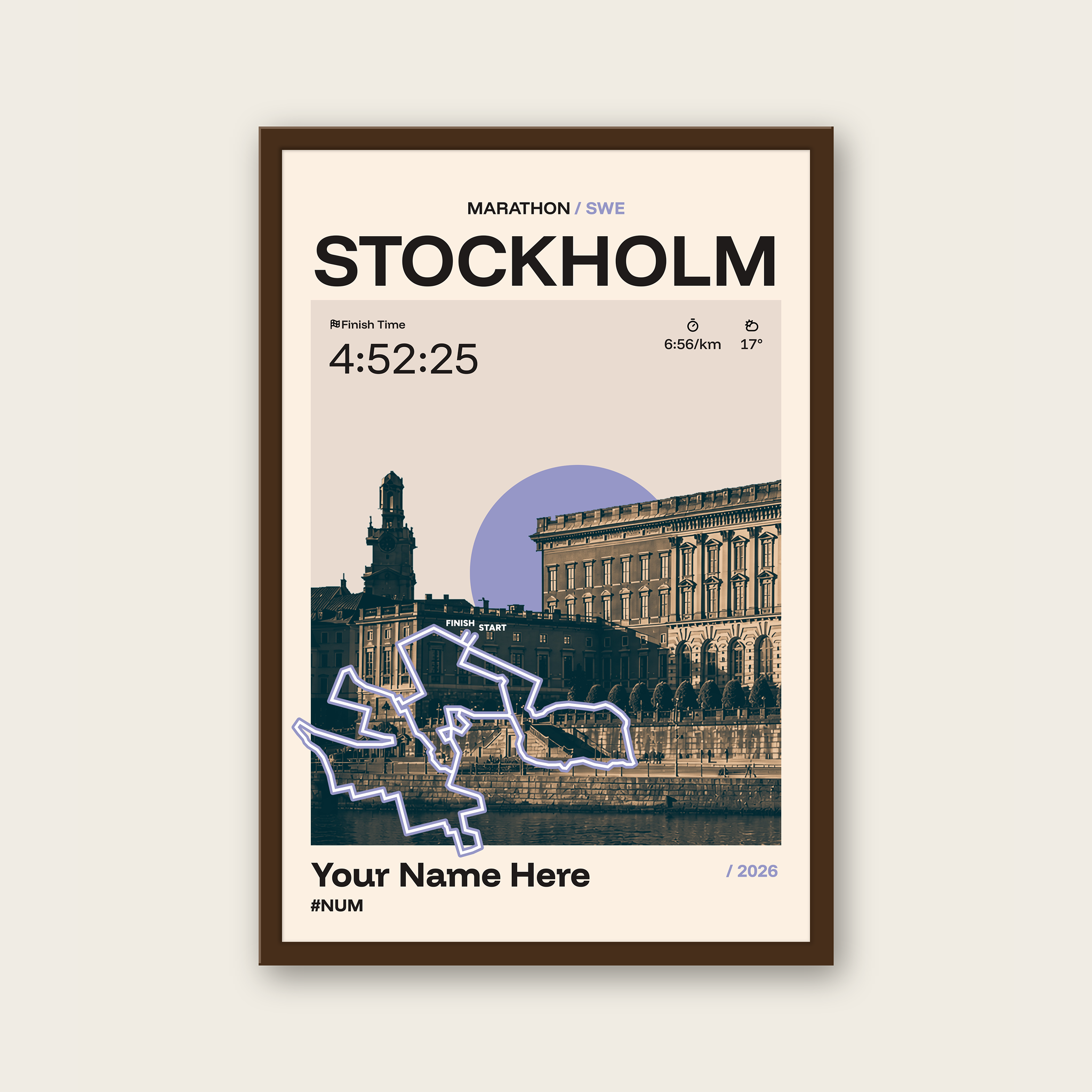 Stockholm Marathon Personalised Race Print