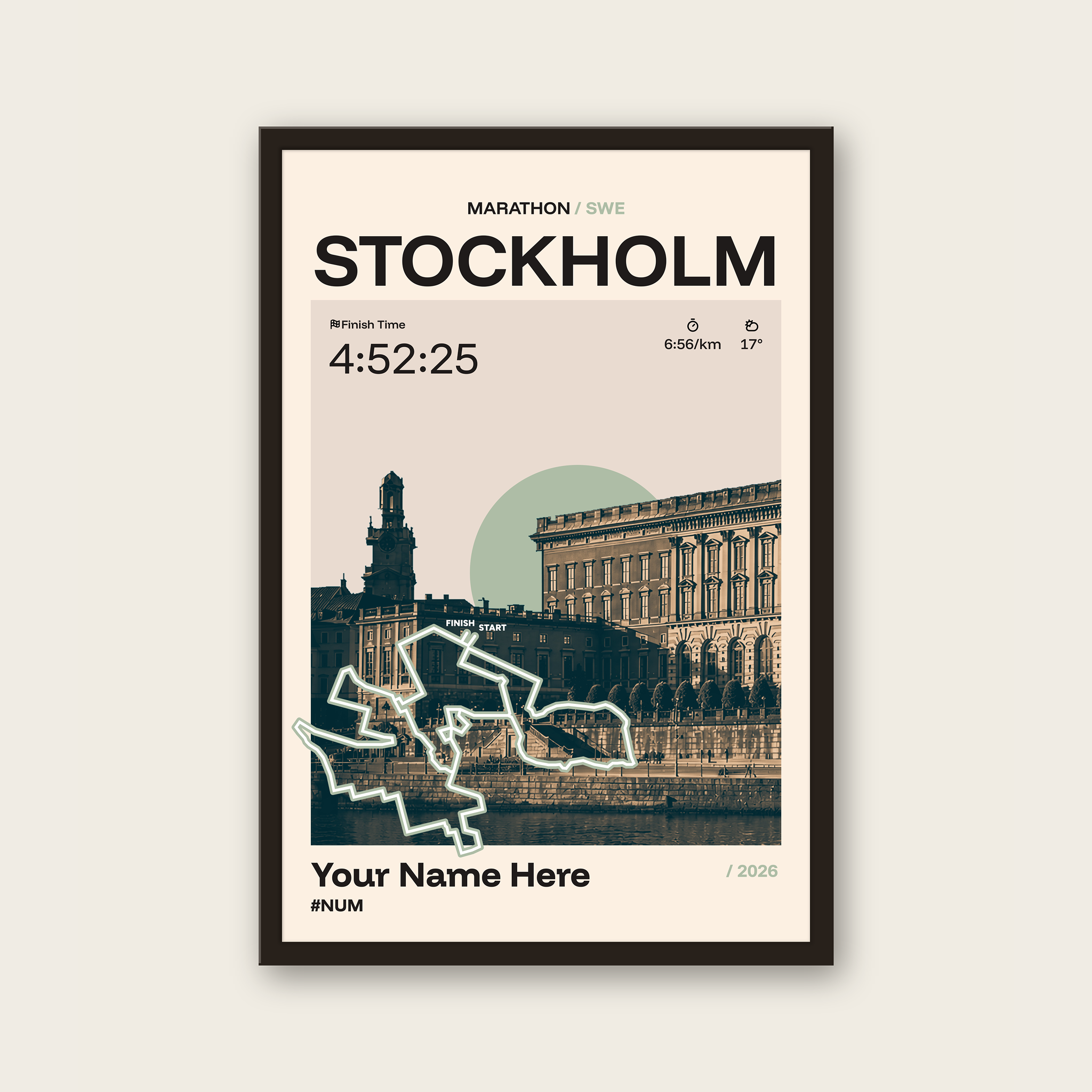 Stockholm Marathon Personalised Race Print