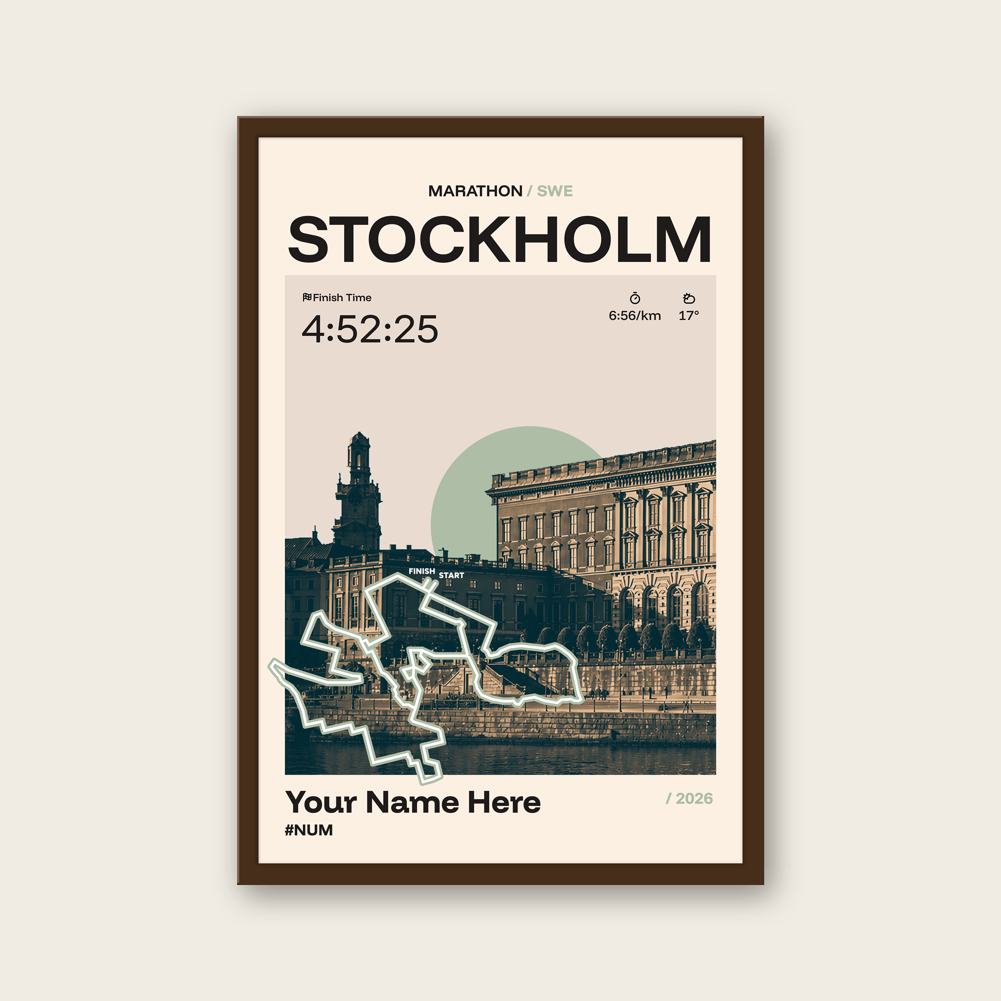 Stockholm Marathon Personalised Race Print