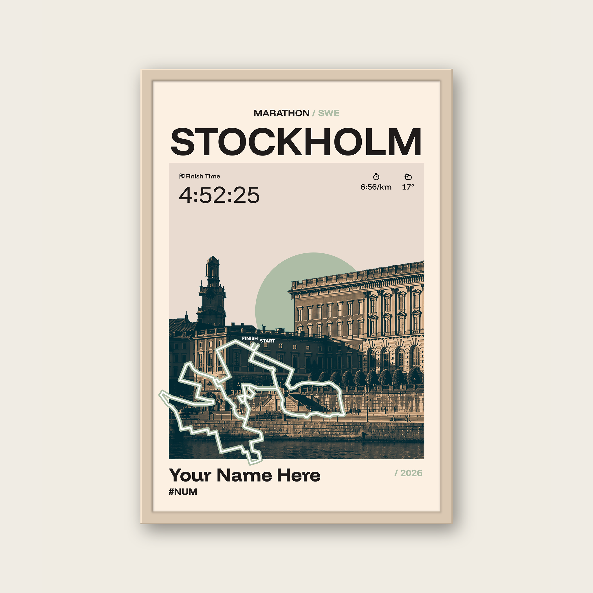 Stockholm Marathon Personalised Race Print