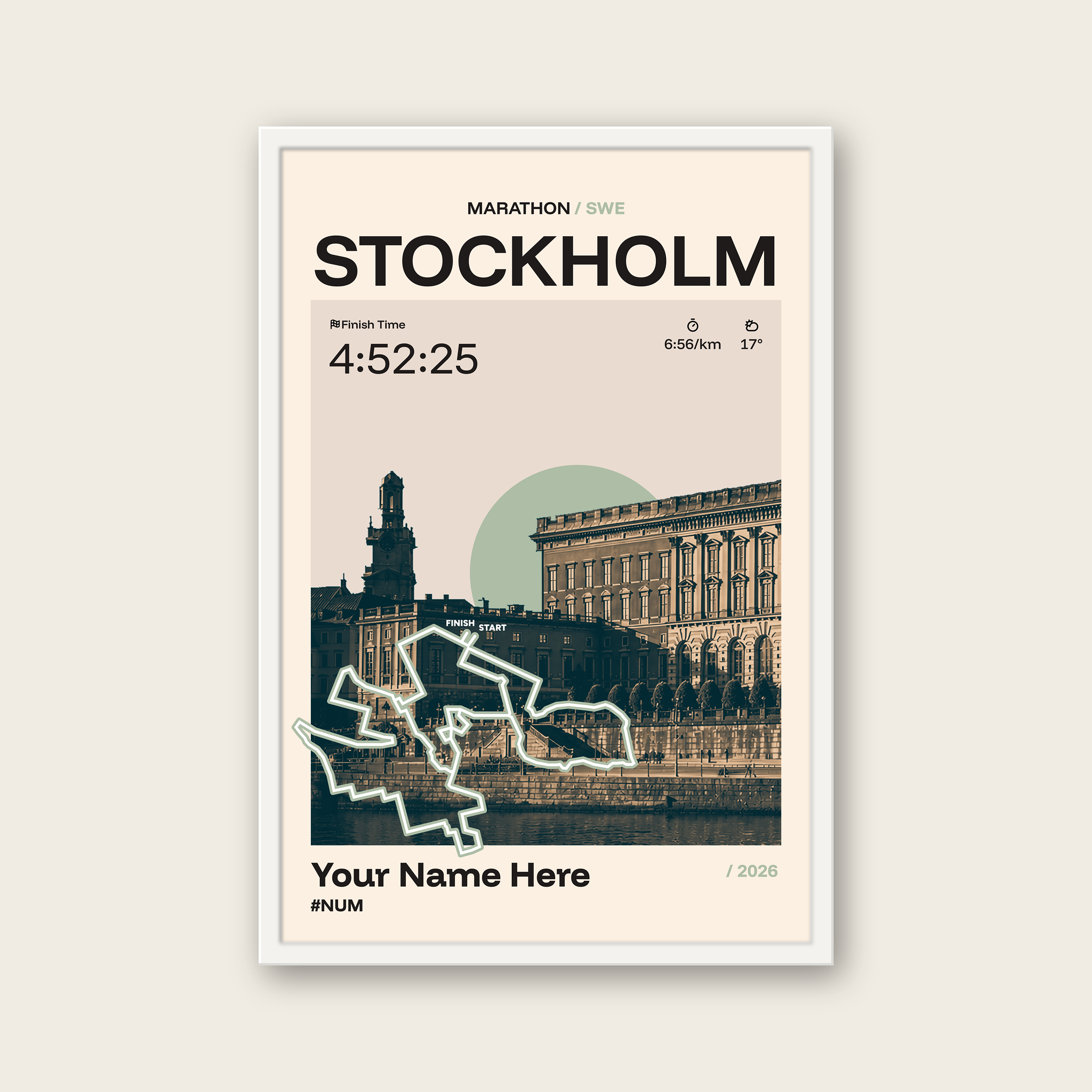 Stockholm Marathon Personalised Race Print