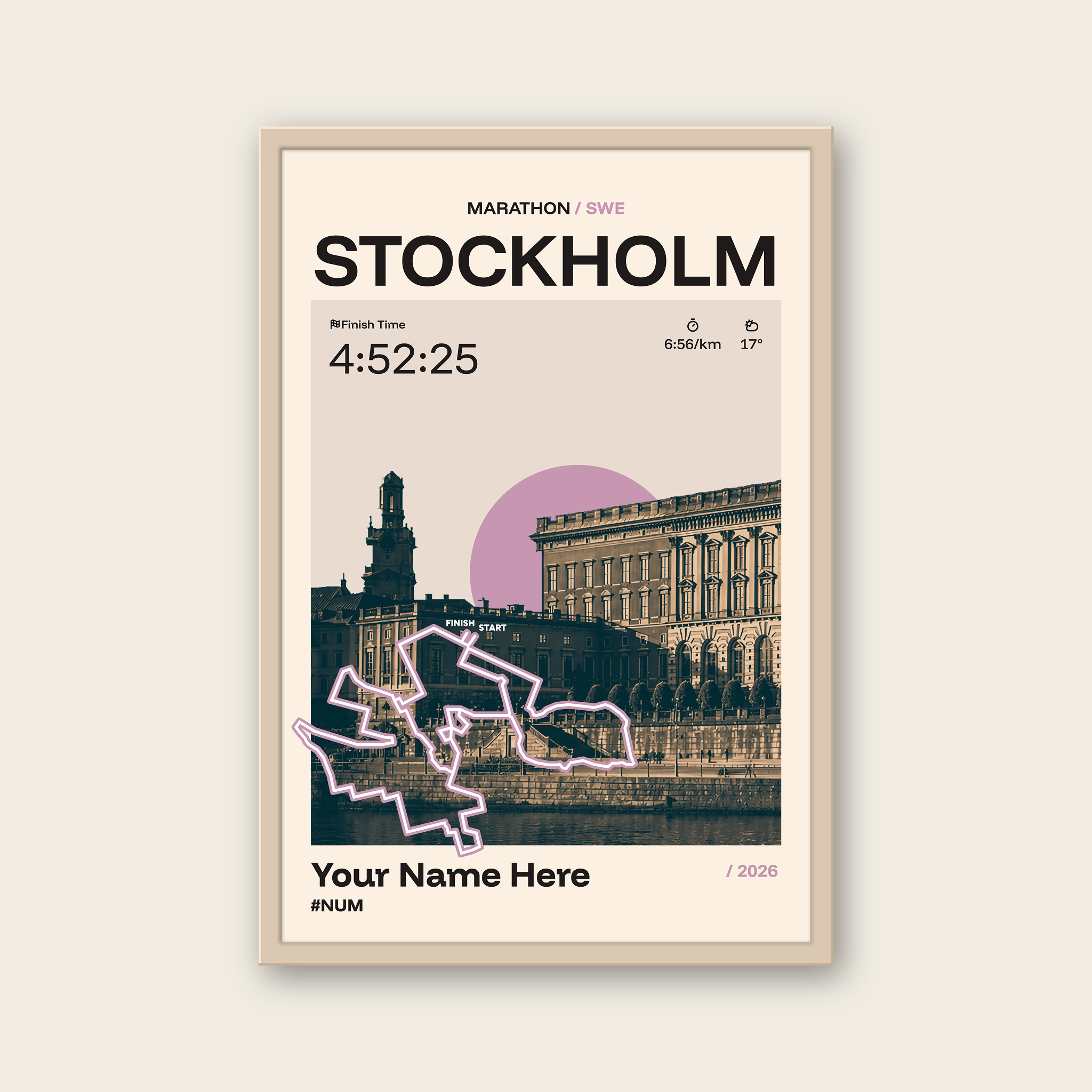 Stockholm Marathon Personalised Race Print