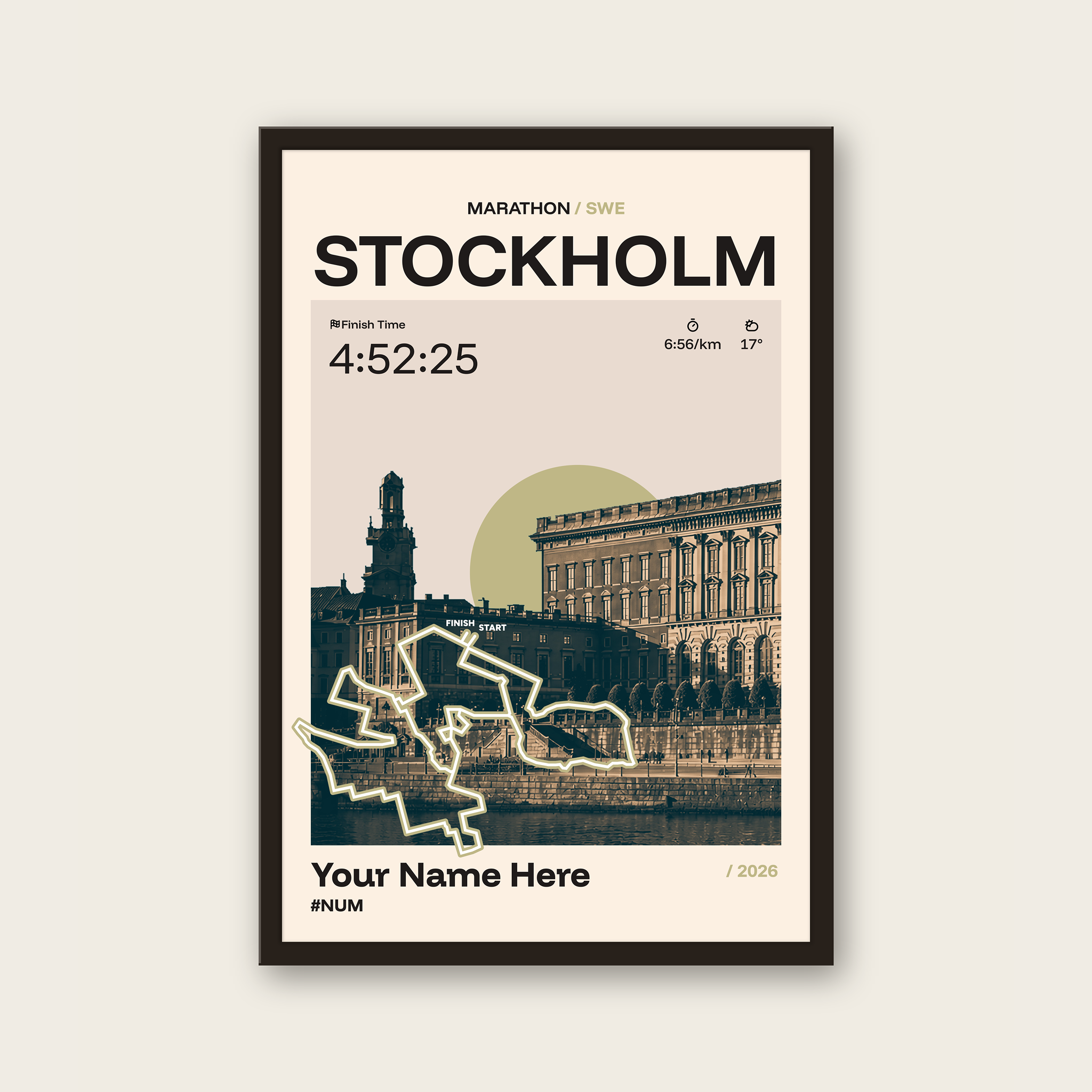 Stockholm Marathon Personalised Race Print