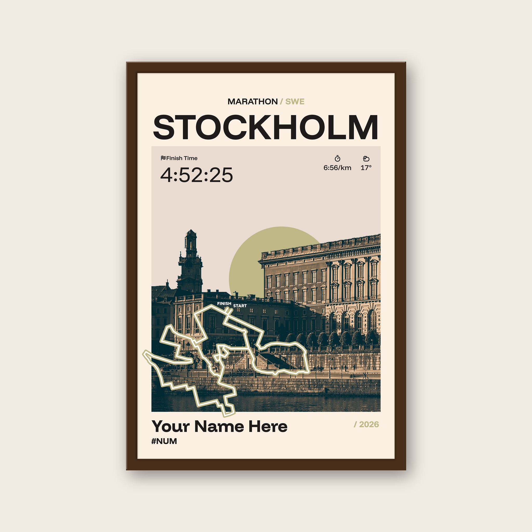 Stockholm Marathon Personalised Race Print